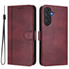 For Samsung Galaxy M55 5G / C55 5G Line Splicing Buckle Retro Leather Phone Case(Wine Red)
