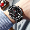 FNGEEN 5757 Men Waterproof Sports Fashion Stainless Steel Watch(Black Leather Black Steel Black Surface)