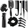 12pcs /Set Hair Combing Brush Set Convenient Styling Comb, Color: Black With Mosquito Comb