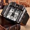 Oulm 3364 Men Square Dial Leather Belt Quartz Watch(White)