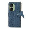 For Asus Zenfone 10 / Zenfone 9 Ostrich Pattern Genuine Leather RFID Phone Case(Blue)