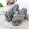 Cross Warm Plush Women Slippers, Size:40(Gray)