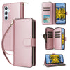For Samsung Galaxy A54 Nine-card Slots Zipper Wallet Bag Leather Phone Case(Rose Gold)
