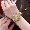 Golden Alloy Mesh Belt Double Heart Watch for Ladies(Gold)