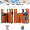 For iPhone 12 Double Flap Zipper RFID Leather Phone Case with Short Lanyard(Brown)