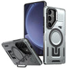 For Samsung Galaxy S25+ 5G Shield Hollow Frame Holder MagSafe Phone Case(Grey)
