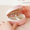 Mini Portable Leather Handheld Jewelry Bag Necklace Ring Earring Storage Box(Pink)