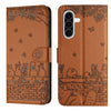 For Samsung Galaxy A36 / A56 5G Cat Embossing Pattern Leather Phone Case with Lanyard(Brown)
