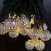 Ironwork Hollow Small Ball Outdoor LED Light String Garden Festival Decoration Light with Remote Control, Specification:Waterproof Battery Box 50 LEDs(Warm White)