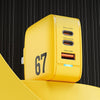 WK WP-U141 67W USB+Double USB-C / Type-C GaN Charger, Plug:EU Plug(Yellow)