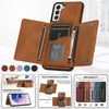 For Samsung Galaxy S21+ Three-fold Leather Phone Case with Card Slot & Wallet & Holder(Brown)