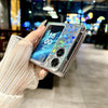 For OPPO Find N2 Flip Transparent Edge PC Folding Phone Case(Feather Yarn)