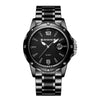 BINBOND B9696 Outdoor Calendar Luminous Waterproof Quartz Watch, Color: Black Steel-Black-White Nail