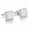 Laser Metal Brass Men Shirt Cufflinks, Color: White enamel