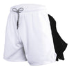 Mens Quick Dry Athletic Shorts Single Layer 5 / 10 Pants With Towel Hanging, Size: XXL(White)