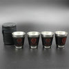 4 in 1 70ml Outdoor Camping Tableware Travel Cups Set Picnic Supplies Stainless Steel Wine Beer Cup Whiskey Mugs PU Leather