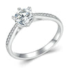 MSR004 Sterling Silver S925 Six Claw Moissanite Ring White Gold Plated Jewellery, Size: No.9