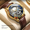 OLEVS 6661 Men Fashion Luminous Waterproof Mechanical Watch(Blue + Gold)