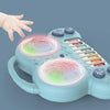 Children Multi-functional Keyboard Player Pats the Drum Light Music Puzzle Early Education Toy(Blue)