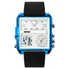 SKMEI 2021 Square Large Dial Triple Movement Men Sports Watch(Transparent Blue)