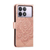 For Xiaomi Redmi K70 Sun Mandala Embossing Pattern Phone Leather Case(Rose Gold)