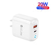 PD04 Type-C + USB Mobile Phone Charger with Type-C to 8 Pin Cable, US Plug(White)