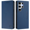 For Samsung Galaxy S24 Ultra 5G RC01 Dual-Folded Magnetic Suction RFID Leather Phone Case(Dark Blue)