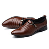 Men Set Business Dress Shoes PU Leather Pointed Toe Oxfords Shoes, Size:44(Brown Velvet Lining)