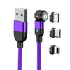 2m 3A Output 3 in 1 USB to 8 Pin + USB-C / Type-C + Micro USB 540 Degree Rotating Magnetic Data Sync Charging Cable(Purple)