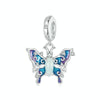 S925 Sterling Silver Platinum Plated Luminous Colorful Butterfly DIY Pendant(SCC2731)