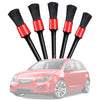 5 in 1 Car Detailing Brush Cleaning Natural Boar Hair Brushes Auto Detail Tools Products Wheels Dashboard (Black Red)