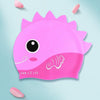 HAIZID Cute Cartoon Waterproof Silicone Children Swimming Cap(Fish Scales Rose Red Pink)