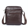 Men Cowhide Leather Crossbody Bags Vertical Shoulder Bag Business Bag(Coffee)