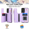 For Samsung Galaxy A73 5G Double Flap Zipper RFID Leather Phone Case with Short Lanyard(Light Purple)