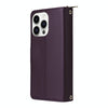 For iPhone 14 Pro Nine-card Slots Zipper Wallet Bag Leather Phone Case(Dark Purple)