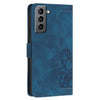 For Samsung Galaxy S22+ 5G Tulips Embossed Leather Phone Case with Lanyard(Blue)