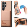 For Samsung Galaxy S22 Ultra 5G Twill Fabric Leather Vertical Flip RFID Card Bag Phone Case(Pink)