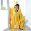 70x140cm Kids Bath Towel Thickened High Density Coral Fleece Hooded Cloak Water Absorbent Cape(White)