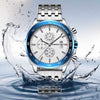 OCHSTIN 7079 Multifunctional Quartz Waterproof Luminous Steel Strap Men Watch(Blue Silver)