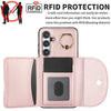 For Samsung Galaxy S25+ 5G Ring Holder Card Bag Skin Feel Phone Case(Rose Gold)