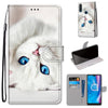 For Alcatel 1SE 2020 Coloured Drawing Cross Texture Horizontal Flip PU Leather Case with Holder & Card Slots & Wallet & Lanyard(White Kitten)