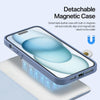 For iPhone 15 Plus DUX DUCIS Lawa Series 2 in 1 Wallet Zipper Detachable MagSafe Phone Case with Lanyard(Light Blue)