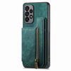 For Samsung Galaxy A22 5G Retro Leather Zipper Wallet Back Phone Case(Green)