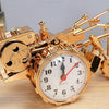 K0931 Retro Clock Ornaments Office Desk Pen Tube Tractor Model Children Toy Alarm(Golden)