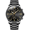 OLEVS 2886 Men Sports Chronograph Waterproof Luminous Quartz Watch(Black Gold Steel Strip)