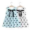 Girls Cotton Linen Love-heart Pattern Lace-up Dress(White)