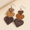 5pairs Wooden Carved Heart Shape Stitching Long Earrings(1)