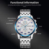 OCHSTIN 7079 Multifunctional Quartz Waterproof Luminous Steel Strap Men Watch(Blue Silver)