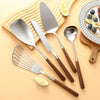 304 Stainless Steel Walnut Handle Cooking Tools Home Restaurant Kitchen Gadgets, Style: Soup Spoon