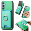For Samsung Galaxy A24 5G Retro Cross Leather Ring Vertical Insert Card Bag MagSafe Phone Case(Green)